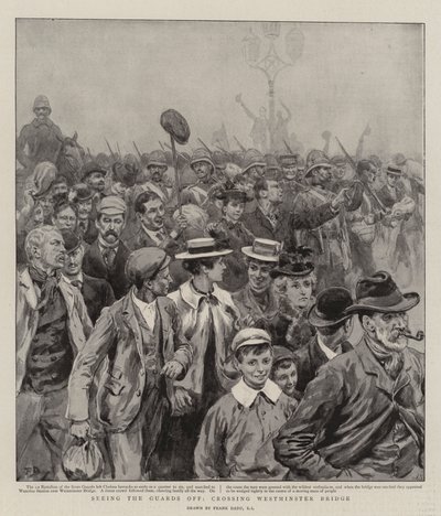 Seeing the Guards Off, Crossing Westminster Bridge by Frank Dadd